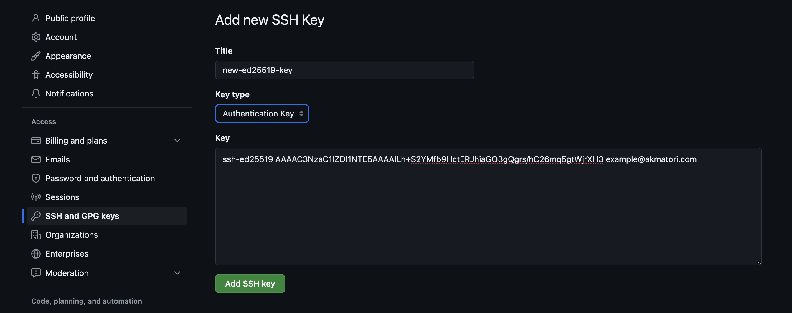 github adding ssh key